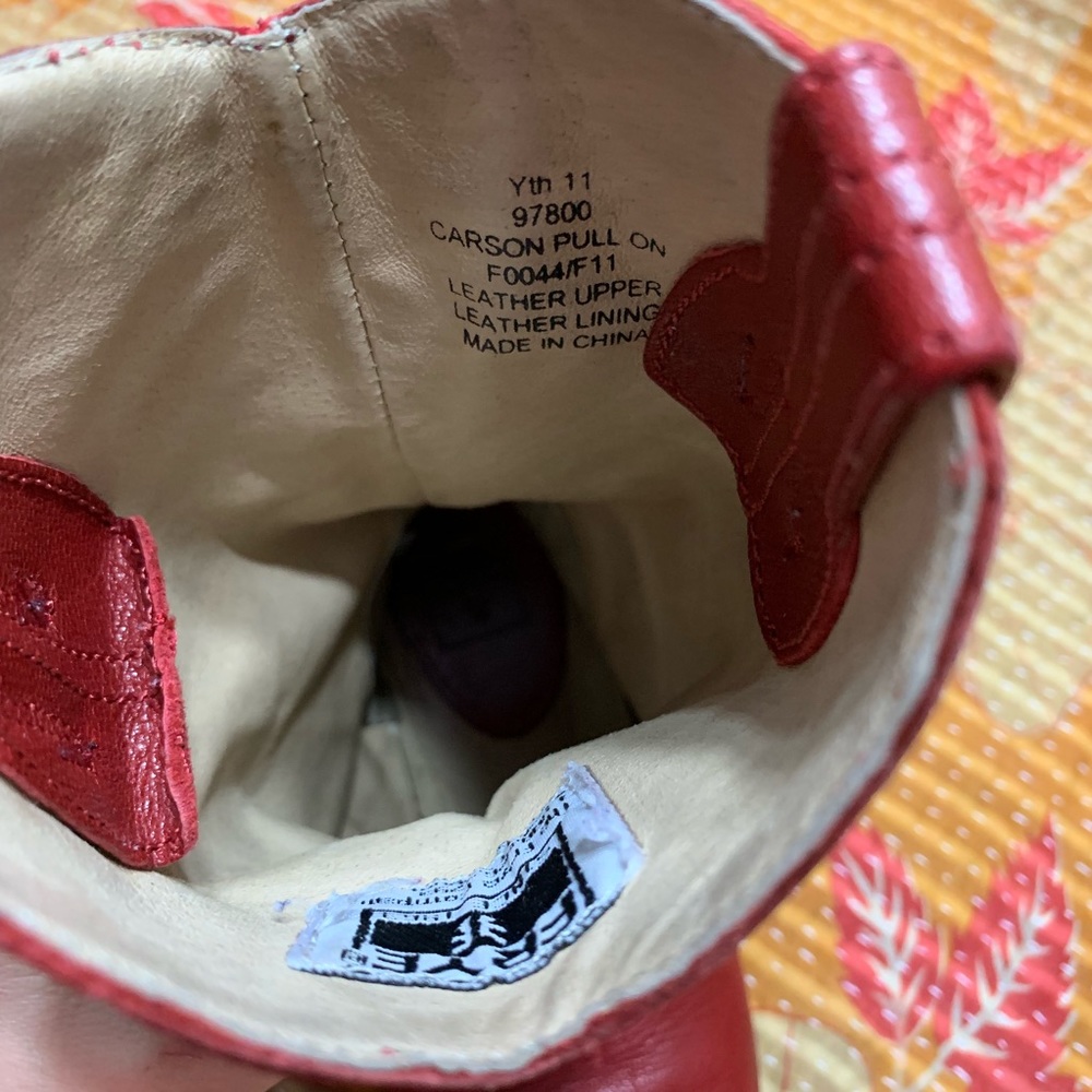 Frye Carson Pull on Red Cowboy Boots toddler Sz 11 - Picture 8 of 8